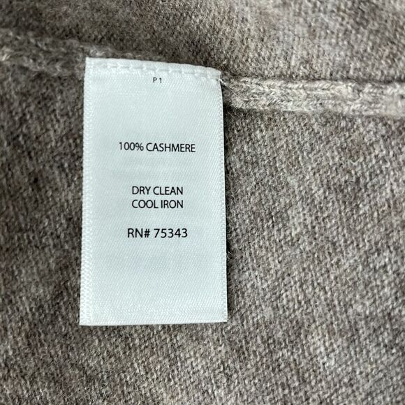 Max Studio Tan 100% Cashmere Shawl Collared Open Cardigan Sweater Size L - Picture 9 of 12